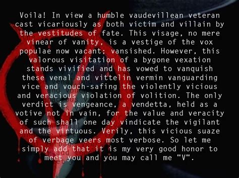 V for Vendetta; V’s Introductory Speech and Remember .